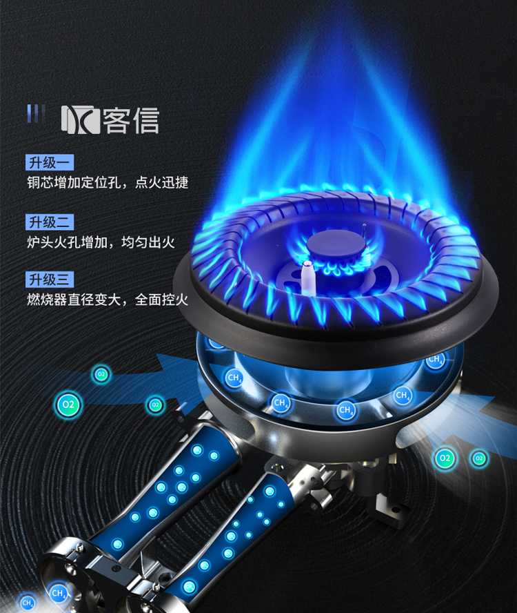 普通煤气炉灶二环燃气输送结构