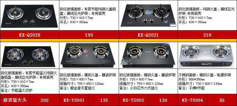 嵌入式天然气炉具价格表
